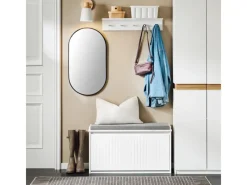 Sale SoBuy Schuhbank Schmal mit Klappe Garderobenbank mit Sitzkissen FSR98-L-W Weiß