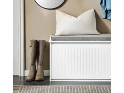 Sale SoBuy Schuhbank Schmal mit Klappe Garderobenbank mit Sitzkissen FSR98-L-W Weiß