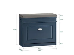 New SoBuy Schuhbank Schmal mit Klappe Garderobenbank mit Sitzkissen Blau FSR82-K-B