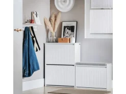 New SoBuy Schuhkipper mit 2 Klappen Schuhschrank Schuhkommode Weiß FSR165-K-W