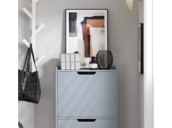 Hot SoBuy Schuhkipper mit 3 Klappen Schuhschrank Schuhkommode Hellgrau FSR151-H-HG