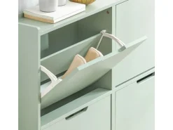 SoBuy Schuhkipper mit 4 Klappen Schuhschrank Schuhkommode Grün FSR100-GR