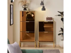 New SoBuy Schuhkipper mit 3 Klappen Schuhschrank Schmal für Diele Gold FSR181-H-G