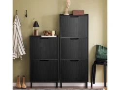 Best SoBuy Schuhkipper mit 3 Klappen Schuhschrank Schmal für Diele Flur FSR177-H-SCH Schwarz