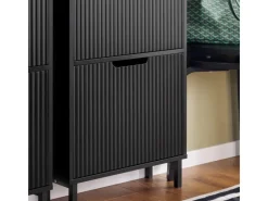 Best SoBuy Schuhkipper mit 3 Klappen Schuhschrank Schmal für Diele Flur FSR177-H-SCH Schwarz