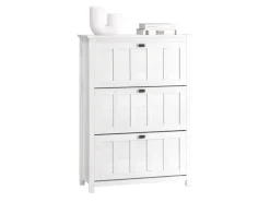 SoBuy Schuhkipper mit 3 Klappen Schuhschrank Schuhregal Weiß FSR162-W