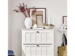 SoBuy Schuhkipper mit 3 Klappen Schuhschrank Schuhregal Weiß FSR162-W