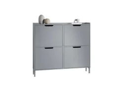 SoBuy Schuhkipper mit 4 Klappen Schuhschrank Schuhkommode Hellgrau FSR100-HG