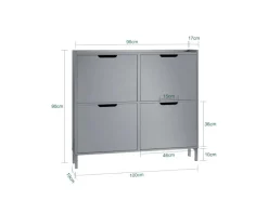 SoBuy Schuhkipper mit 4 Klappen Schuhschrank Schuhkommode Hellgrau FSR100-HG