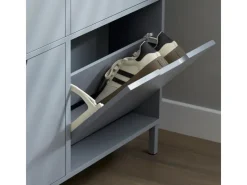SoBuy Schuhkipper mit 4 Klappen Schuhschrank Schuhkommode Hellgrau FSR100-HG