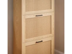 SoBuy Schuhkipper mit 3 Klappen Schuhschrank Schuhkommode Natur FSR155-N