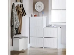 SoBuy Schuhkipper mit 3 Klappen Schuhschrank Schuhkommode Weiß FSR165-H-W