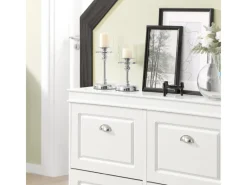 SoBuy Schuhschrank mit 4 Klappen Schuhkommode MDF Schuhregal 105x82x24cm Weiß FSR79-W