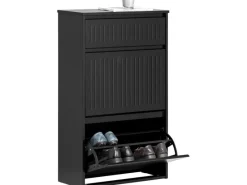 Hot SoBuy Schuhschrank mit 2 Klappen und 1 Schublade Schuhkommode 61x100x26cm Schwarz FSR165-SCH
