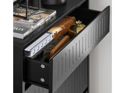 Hot SoBuy Schuhschrank mit 2 Klappen und 1 Schublade Schuhkommode 61x100x26cm Schwarz FSR165-SCH