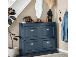 Online SoBuy Schuhschrank mit 4 Klappen Schuhkommode MDF Schuhregal 105x82x24cm Blau FSR79-B