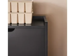 SoBuy Schuhschrank Schmal mit 4 Klappen Schuhkommode 100x91x19cm Schwarz FSR100-SCH