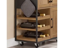 SoBuy Servierwagen Küchenwagen Rollwagen mit Schubladen und Weinregal 67x88x37cm FKW134-N
