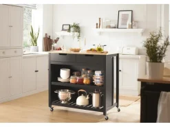 Outlet SoBuy Servierwagen mit 2 Ablagen Küchenwagen Küchenregal 98x94x58cm Schwarz FKW74-SCH