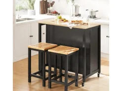 Outlet SoBuy Servierwagen mit 2 Ablagen Küchenwagen Küchenregal 98x94x58cm Schwarz FKW74-SCH