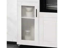 New SoBuy Sideboard auf Rollen Küchenwagen Mikrowellenschrank Rollwagen FSB78-W