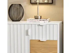 SoBuy Sideboard Küchenschrank Kommode Weiß/Natur 75x76x35cm FSB91-WN