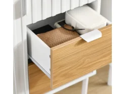 SoBuy Sideboard Küchenschrank Kommode Weiß/Natur 75x76x35cm FSB91-WN