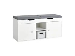 SoBuy Sitzbank mit 2 Sitzkissen und Stauraum PB Weiß FSR96-W