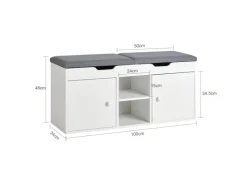 SoBuy Sitzbank mit 2 Sitzkissen und Stauraum PB Weiß FSR96-W