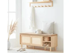 SoBuy Sitzbank mit Stauraum Schuhbank Schuhregal Natur FSR163-N