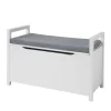 SoBuy Sitztruhe mit Klappe Spieltruhe Weiß Holzwerkstoff FSR76-W