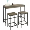 Online SoBuy 3-teilig Bartisch mit 2 Barhockern Esszimmer MDF Metall Natur OGT30-N