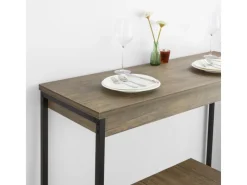 Online SoBuy 3-teilig Bartisch mit 2 Barhockern Esszimmer MDF Metall Natur OGT30-N