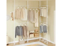 SoBuy Teleskop Kleiderständer mit 5 Kleiderstangen und 2 Körben Garderobenständer KLS04-II-W