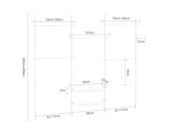 SoBuy Teleskop Kleiderständer mit 5 Kleiderstangen und 2 Körben Garderobenständer KLS04-II-W
