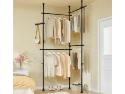 Outlet SoBuy Teleskop Kleiderständer mit 4 Kleiderstangen Garderobenständer KLS03-II-SCH Schwarz