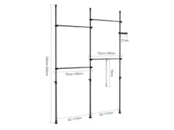 Outlet SoBuy Teleskop Kleiderständer mit 4 Kleiderstangen Garderobenständer KLS03-II-SCH Schwarz