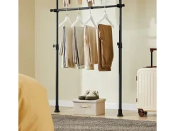 Outlet SoBuy Teleskop Kleiderständer mit 4 Kleiderstangen Garderobenständer KLS03-II-SCH Schwarz