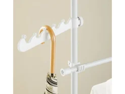 SoBuy Teleskop Kleiderständer mit 3 Kleiderstange und 2 Ablagen Garderobenständer Weiß FRG34-II-W