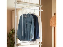 Clearance SoBuy Teleskopstange Kleiderständer mit 1 Kleiderstange und 5 Ablagen KLS15-WN