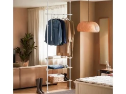 SoBuy Teleskopstange Kleiderständer mit 1 Kleiderstange und 3 Ablagen KLS14-WN