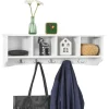 SoBuy Wandgarderobe mit 5 Haken Holzwerkstoff Weiß FRG48-L-W