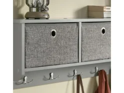 Best SoBuy Wandgarderobe mit 3 Körben und 5 Haken MDF Vlies Grau FRG282-HG
