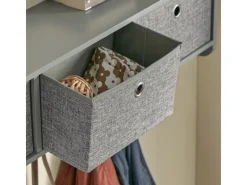 Best SoBuy Wandgarderobe mit 3 Körben und 5 Haken MDF Vlies Grau FRG282-HG