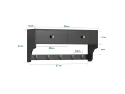SoBuy Wandgarderobe mit 2 Schubladen und 5 Haken MDF Schwarz FRG178-SCH