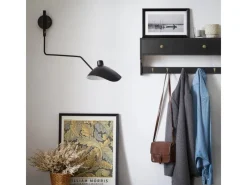 SoBuy Wandgarderobe mit 2 Schubladen und 5 Haken MDF Schwarz FRG178-SCH