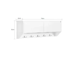 SoBuy Wandgarderobe mit 2 Klappen und 5 Haken MDF Weiß FHK24-W