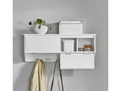 SoBuy Wandgarderobe mit 2 Klappen und 5 Haken MDF Weiß FHK24-W