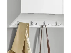SoBuy Wandgarderobe mit 2 Klappen und 5 Haken MDF Weiß FHK24-W