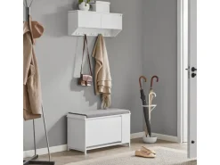 SoBuy Wandgarderobe mit 2 Klappen und 5 Haken MDF Weiß FHK24-W